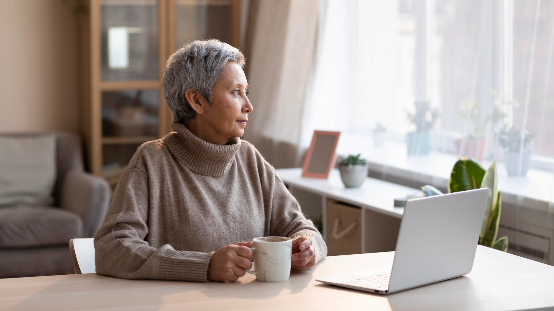 mature woman relaxing home